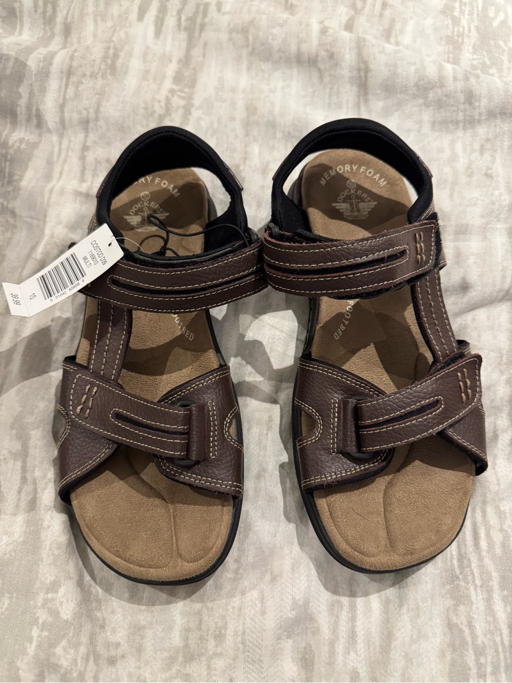 New with Box Dockers Men's Brown Leather Adjustable Strap Sandals